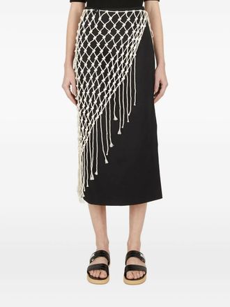 Wynn Hamlyn macramé-overlay skirt - women - Cotton/Viscose/Polyester - 6 - Black