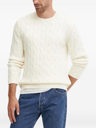 Theory cable-knit crew-neck sweater - men - Fabric - M - White