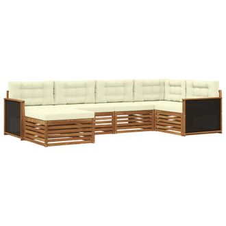 vidaXL Conjunto De Sof&aacute;s De Exterior Con Coj&iacute;n 6 Pcs Natural Y Crema Vidaxl