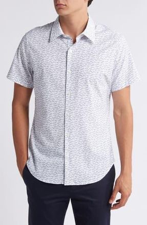 Bonobos Tech Shark Print Short Sleeve Performance Button-Up Shirt in Shark Party V4 C25 at Nordstrom Rack, Size Xx-Large