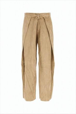 Ami Wide-Leg Suede Pants With High Waist
