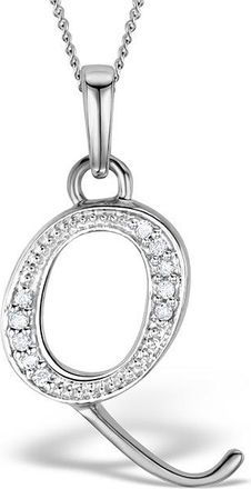 The Diamond Store 9K White Gold Diamond Initial Q Necklace 0.05ct