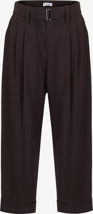 Brunello Cucinelli Karottenhose aus Wolle mit Bundfalten und G&uuml;rtel