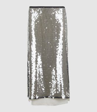 Roseanna Jupe Mi-Longue Rose Silver