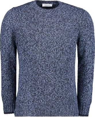 Gran Sasso Paricollo - Heren - Ronde hals truien - Blauw - M - Wol - Truien & Vesten