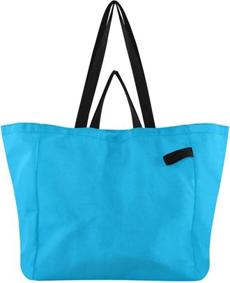 Generic Sky Blue pattern Reusable Canvas Tote Bag, Heavy Duty Grocery Shopping Bag with Double Handles Hard Bottom Large Capacity Work Groceries Travel