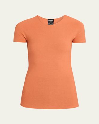 Giorgio Armani Short-Sleeve Crewneck Sweater