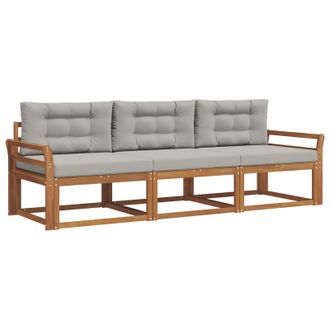 vidaXL Conjunto De Sof&aacute;s De Exterior 3 Pcs Gris Natural Y Claro Vidaxl