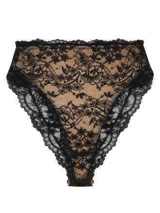 Dolce & Gabbana Slip met bloemenkant - Zwart