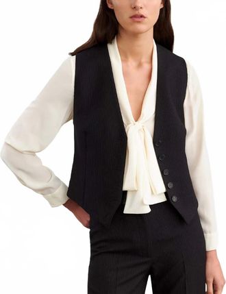 Nili Lotan Angelina Pinstripe Button Front Vest In Black Pinstripe