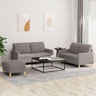 vidaXL Vidaxl - Juego De Sof&aacute;s Con Cojines 3 Piezas Tela Gris Taupe