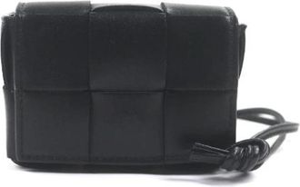 Bottega Veneta Pre-owned Maxi Intrecciato Cassette Leren Schoudertas - Heren - Vintage Mini Tas - Zwart - ONE Size - Leer - Vintage