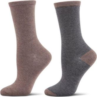 MeMoi Assorted 2-Pack Crew Socks in Brown at Nordstrom, Size 9