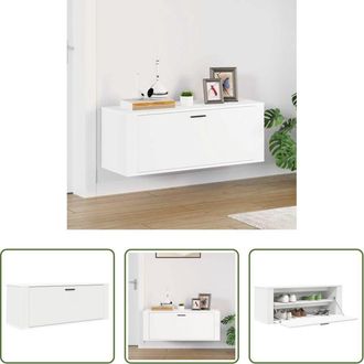 vidaXL vidaXL Scarpiera moderna - Scarpiera a Muro Bianca 100x35x38 cm in Legno Multistrato