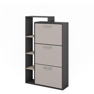 Vicco Zapatera abatible Orlando, Antracita/gris, 80 x 128.3 cm con 3 compartimentos