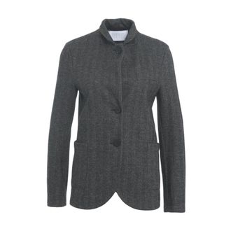 Harris Wharf London Blazers, female, Gray, Size: XL Classic Houndstooth Blazer Grigio Aw25