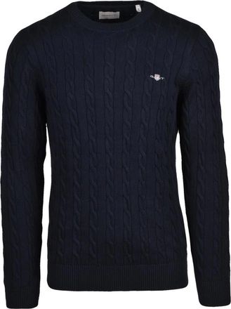 GANT Jersey de cuello redondo - Knitwear - Hombre - Azul - 2XL