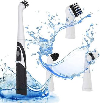 OEM Cepillo De Limpieza El&eacute;ctrico, Limpiador S&oacute;nico Inal&aacute;mbrico Con 4 Accesorios, Giratorio Para Limpiar Ba&ntilde;os, Paredes Y Cocinas (negro)