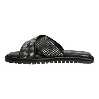 Dolce & Gabbana Sliders, male, Black, Size: 11 US Criss-Cross Slide Sandals
