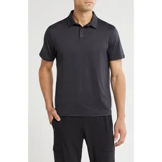 Zella Dynamic Train Polo in Grey Dark Charcoal Heather at Nordstrom, Size Xx-Large