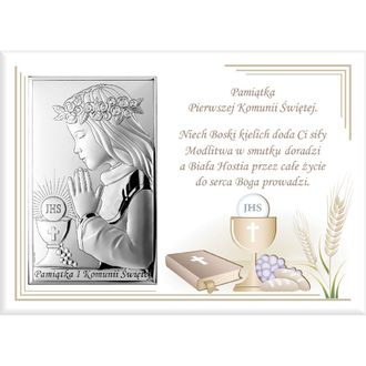 OEM Cuadro Recuerdo De La Primera Comuni&oacute;n, Regalo En Plata Para Ni&ntilde;a 18x13 Tama&ntilde;o: 18x13 Cm Color: Blanco Sku: Vl860/4lbi