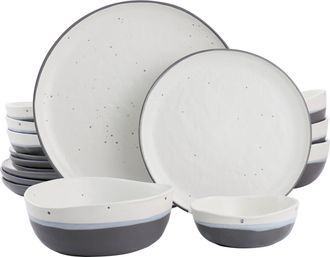 Gibson Home Rhinebeck 16 Piece Round Stoneware Dinnerware Set in Blue