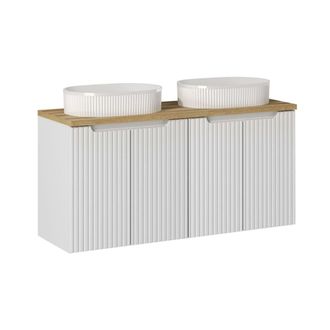 Petits Meubles Mueble doble lavabo 120cm 4 puertas paneles de melamina y mdf blanco