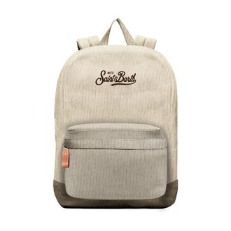 MC2 Saint Barth Backpacks, female, Beige, Size: ONE SIZE Embroidered-logo Backpack
