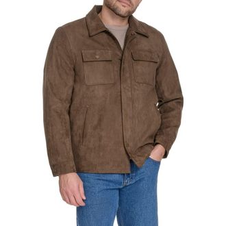 Dockers Faux Suede Shirt Jacket in Chocolate at Nordstrom Rack, Size Medium