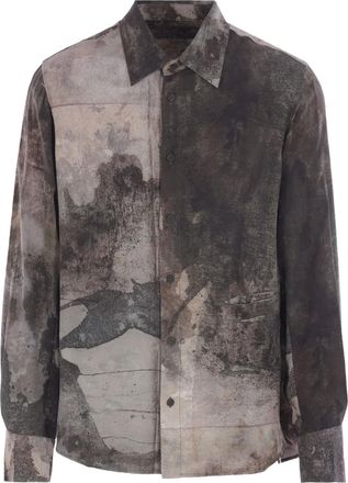 Ziggy Chen Zijden overhemd met knopen - Grijs