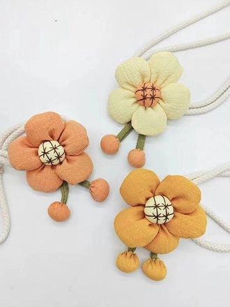 No Brand Paquete De 2 Lazos Para Cortinas Con Motivo Floral, Sujeta Cortinas Tejidos A Mano Para La Decoraci&oacute;n De Oficinas Y Hogares