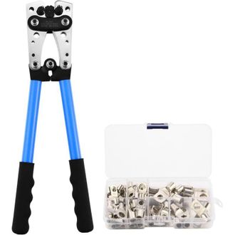 OEM Pince &Agrave; Sertir - 25 Cm - Acier &Agrave; Haute Teneur En Carbone - Pour Cosses 6 10 16 25 35 50 Mm&sup2; - Kit Complet Avec 60 Cosses