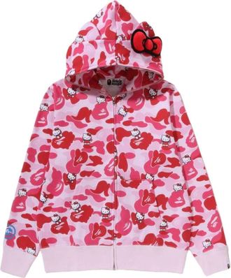 A Bathing Ape (WMNS) A Bathing Ape x HELLO KITTY Camo Full Zip Hoodie Pink 1M23-215-902