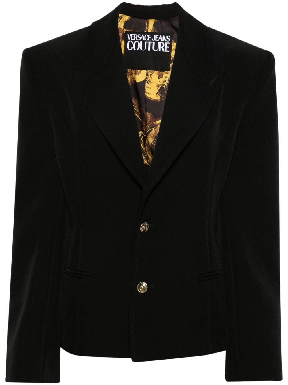 アウターその他 VERSACE JEANS COUTURE Woman Blazer Black 77HAQ702NS515 G89 Versace Jeans Couture Outlet: women's blazer - Black