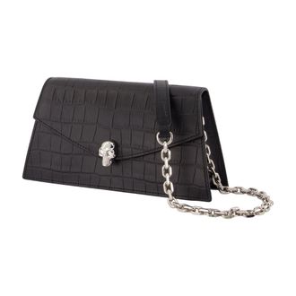 Alexander McQueen Womens Skull Mini Clutch Leather Black Calfskin