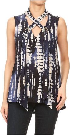 Ariella Tie Dye Scarf Top In Blue