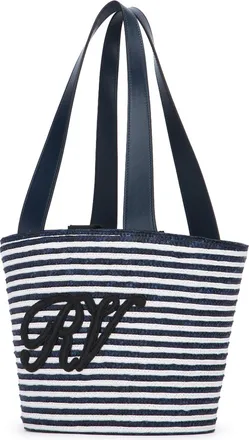 Roger Vivier Womens Rv Tote Navy Straw Leather