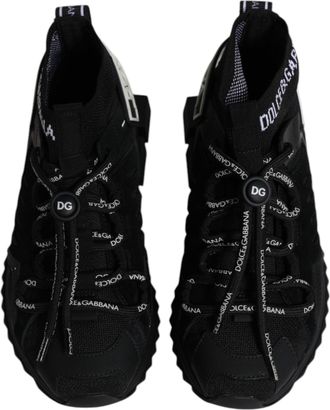 Dolce & Gabbana Womens Black Sorrento Socks Logo Sneakers Shoes