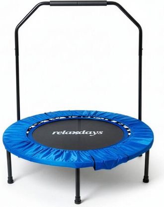 Relaxdays Trampol&iacute;n Relaxdays Con Barra De Agarre, &Oslash; 102 Cm, Minitrampol&iacute;n Plegable Hasta 120 Kg, Para Interior, Azul