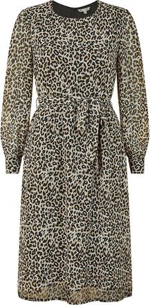 Yumi Skaterjurk met ronde hals en luipaardprint voor dames (Bruin/zwart)