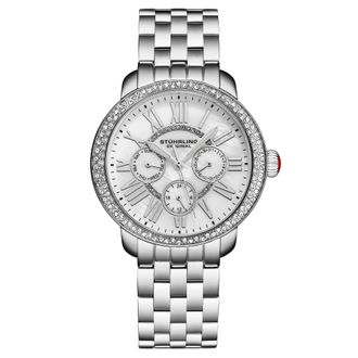 St&uuml;hrling Womens Sonata 4081 Ladies 38mm - White & Silver Stainless Steel - One Size