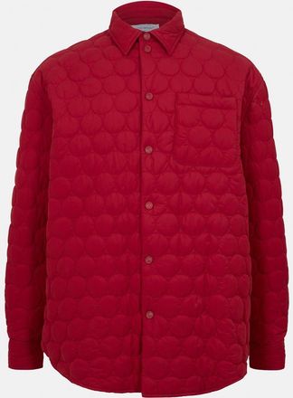 Off-white Mens Off White Solid Patterned Quilted Overshirt in Red - Size X-Small