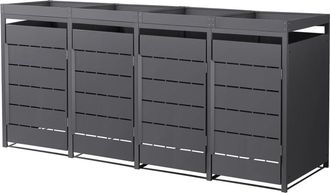 ML Design Cobertizo para 4 cubos de basura 240l antracita 260x80x124cm, macetero