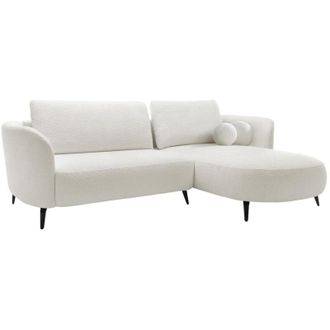 Vente-Unique Divano letto angolo a destra convertibile in Tessuto bouclette Bianco avorio - aremia