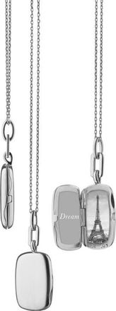 Monica Rich Kosann Slim Rectangular Locket Necklace in Sterling Silver at Nordstrom, Size 18 In