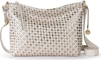 The Sak Melrose Crossbody Woven Leather Bag in Stone Metallic Woven at Nordstrom