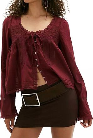Free People Long Sleeve Evermore Top In Syrah