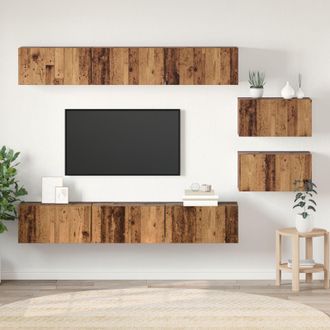 Berkfield Home TV Cabinet 8 pcs Old wood 60 x 30 x 30.5 cm Engineered wood in Brown