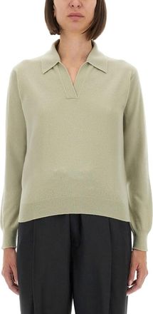 Maison Margiela Green Solid Shirt Collar Sweater