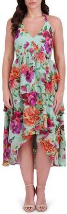 Siena My Balconia Printed High-Low Chiffon Dress in Mint Multi at Nordstrom Rack, Size 14